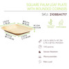Plate 6.3X6.3 IN Palm Leaf Natural Square 25 Count/Pack 4 Packs/Case 100 Count/Case