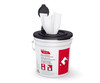 Cascades PRO Tuff-Job® Wiping System Plastic White Red Bucket Lid 4/Case