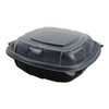 Take-Out Container Hinged With Dome Lid 8X8X2.5 IN PP Black Clear Square 138/Case