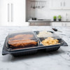 Solo® Creative Carryouts® BoxLine™ Take-Out Container Hinged 11.5X8.05X2.95 IN 3 Compartment PS Black Clear 100/Case