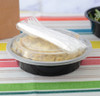 Take-Out Container Base & Lid Combo 48 OZ Black Round Microwave Safe 150/Case