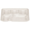 Savaday® Cafeteria & School Lunch Tray 8X10X1 IN 5 Compartment Molded Fiber White Individually Wrapped 240/Case