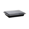 Take-Out Container Base & Lid Combo 58 OZ Black Clear Rectangle Microwave Safe 150/Case
