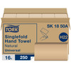 Tork Folded Paper Towel H22 10.25X9.125 IN 5.125X9.125 IN Kraft Single Fold Embossed 250 Sheets/Pack 16 Packs/Case