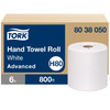 Tork Advanced Roll Paper Towel H80 7.938IN X800FT White Refill Hand 1 Count/Pack 6 Packs/Case 6 Count/Case