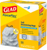 Glad® ForceFlex Kitchen Bag White Plastic With Drawstring Closure Tall 100/Case