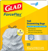 Glad® ForceFlex Can Liner 13 GAL White Plastic With Drawstring Closure Tall Kitchen 100/Case
