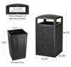 Trash Can 21.06X21.06X41.33 IN 40 GAL Gray Plastic All Weather With Stone Panels Rugged 1/Each