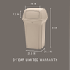 Ranger® Landfill 1-Stream Trash Can 21.25X21.25X41 IN 35 GAL Beige Resin Classic 1/Each