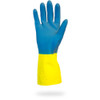Safety Zone® Gloves Medium (MED) 12 IN Blue Yellow 22MIL Neoprene Latex Flock Lined 12 Count/Box 10 Box/Case