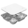 Take-Out Container Base & Lid Combo With Flat Lid Large (LG) 32.5 OZ 3 Compartment Aluminum Paper Silver White Oblong 250/Case