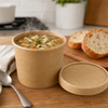 Soup Food Container Base & Lid Combo With Flat Lid 8 OZ Paper Kraft Round 250/Case