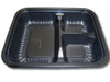 Take-Out Container Base 24 OZ 3 Compartment PP Black Oblong 250/Case
