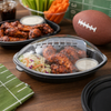 Take-Out Container Base & Lid Combo With Flat Lid 42 OZ Plastic Black Football 50/Case