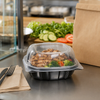 Take-Out Container Hinged With Dome Lid 6X6X3 IN PP Black Clear Square 171/Case
