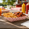 Food Tray 2 LB Paperboard Red White Plaid 1000/Case