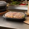 Half Rib Take-Out Container Base & Lid Combo 32 OZ PP Black Clear Microwave Safe Anti-Fog 126/Case