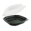 Take-Out Container Hinged With Dome Lid 10.5X9.5 IN PP Black Clear Anti-Fog 100/Case