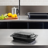 MicroRaves® Half Rib Take-Out Container Base & Lid Combo With Dome Lid 22 OZ PP OPS Black Clear Rectangle 100/Case
