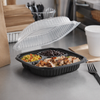 Take-Out Container Hinged With Dome Lid 10.5X10.5X0.5 IN 3 Compartment PP Black Clear Anti-Fog 100/Case