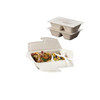 Take-Out Container Fold-Top With Flat Lid 5.8X8.3X2.08 IN 2 Compartment Pulp Fiber Kraft Rectangle Fold-Down 150/Case