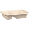 Take-Out Container Base 9X6 IN 2 Compartment Pulp Fiber Kraft Rectangle 300/Case