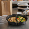 Take-Out Container Base 11X8.5 IN 2 Compartment PP Black Oval Microwave Safe Anti-Fog 380/Case