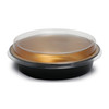 Handi-Max Take-Out Container Base & Lid Combo With Dome Lid 24 OZ Aluminum Plastic Black Gold Clear Round 50/Case