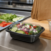 Cold Take-Out Container Base & Lid Combo With Dome Lid 16 OZ PP Black Clear Anti-Fog 201/Case