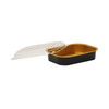 Take-Out Container Base & Lid Combo 16 OZ Aluminum Plastic Black Gold Oval 100/Case