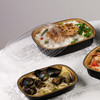 Take-Out Container Base & Lid Combo 16 OZ Aluminum Plastic Black Gold Oval 100/Case