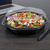 Solo® Creative Carryouts® OctaView® Take-Out Container Hinged 9.57X9.18X3.15 IN PET Black Clear Shallow Leak Resistant 100/Case
