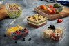 Deli Container Base & Lid Combo With Flat Lid 32 OZ 4 Compartment PET Clear Square 300/Case