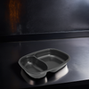 Take-Out Tray 8.50X6.50X1.50 IN 2 Compartment Black Oval Dual Ovenable Freezer Safe 2000/Case