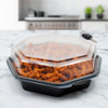 Solo® Creative Carryouts® OctaView® Take-Out Container Hinged 7.94X7.48X3.15 IN PS Black Clear Deep Leak Resistant 100/Case