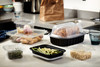 Take-Out Container Base & Lid Combo With Dome Lid 16 OZ PP Black Clear Rectangle 150/Case
