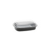 Take-Out Container Base & Lid Combo With Dome Lid Small (SM) 46 OZ Aluminum OPS Black Silver Clear Oblong 50/Case