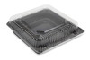Take-Out Container Hinged 8X8 IN PET Black Square 300/Case