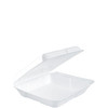 Dart® Take-Out Container Hinged Small (SM) 8X7.5X2.2 IN XPS White Insulated 100 Count/Pack 2 Packs/Case 200 Count/Case