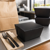 ChampPak #1 Take-Out Box Fold-Top 4.375X3.5X2.5 IN Clay-Coated Paperboard Black Rectangle 450/Case