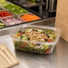 Victoria Bay Deli Container Base & Lid Combo With Flat Lid 48 OZ PLA Clear Rectangle 200/Case
