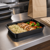 Take-Out Container Base 10.75X7.5X1.75 IN PP Black Rectangle 200/Case