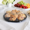 WNA CheckMate Serving Tray Base & Lid Combo With Dome Lid 12 IN PS Black Clear Round 25/Case