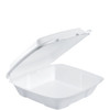Dart® Take-Out Container Hinged Large (LG) 9.4X9.01X3.1 IN XPS White Insulated Convertible 100 Count/Pack 2 Packs/Case