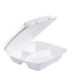 Dart® Take-Out Container Hinged 9.4X9.01X3.1 IN 3 Compartment XPS White Insulated Convertible 100 Count/Pack 2 Packs/Case