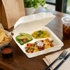 Victoria Bay Take-Out Container Hinged 8X8X3 IN 3 Compartment Sugarcane White Square 200/Case