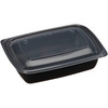 Take-Out Container Base & Lid Combo With Dome Lid Medium (MED) 30 OZ PP Black Clear Rectangle 150/Case