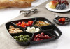 Take-Out Container Base 12X12 IN 6 Compartment PS PET Black Square 25/Case