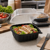 Take-Out Container Hinged With Dome Lid 6X6 IN PP Black Clear Square Anti-Fog 420/Case