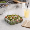 Essentials Take-Out Container Hinged With Dome Lid 8.625X8.6875X3.375 IN RPET Clear Square 132/Case